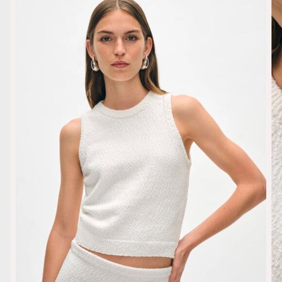 NWOT White + Warren Cotton Slub Tank Top in White - Picture 2 of 9